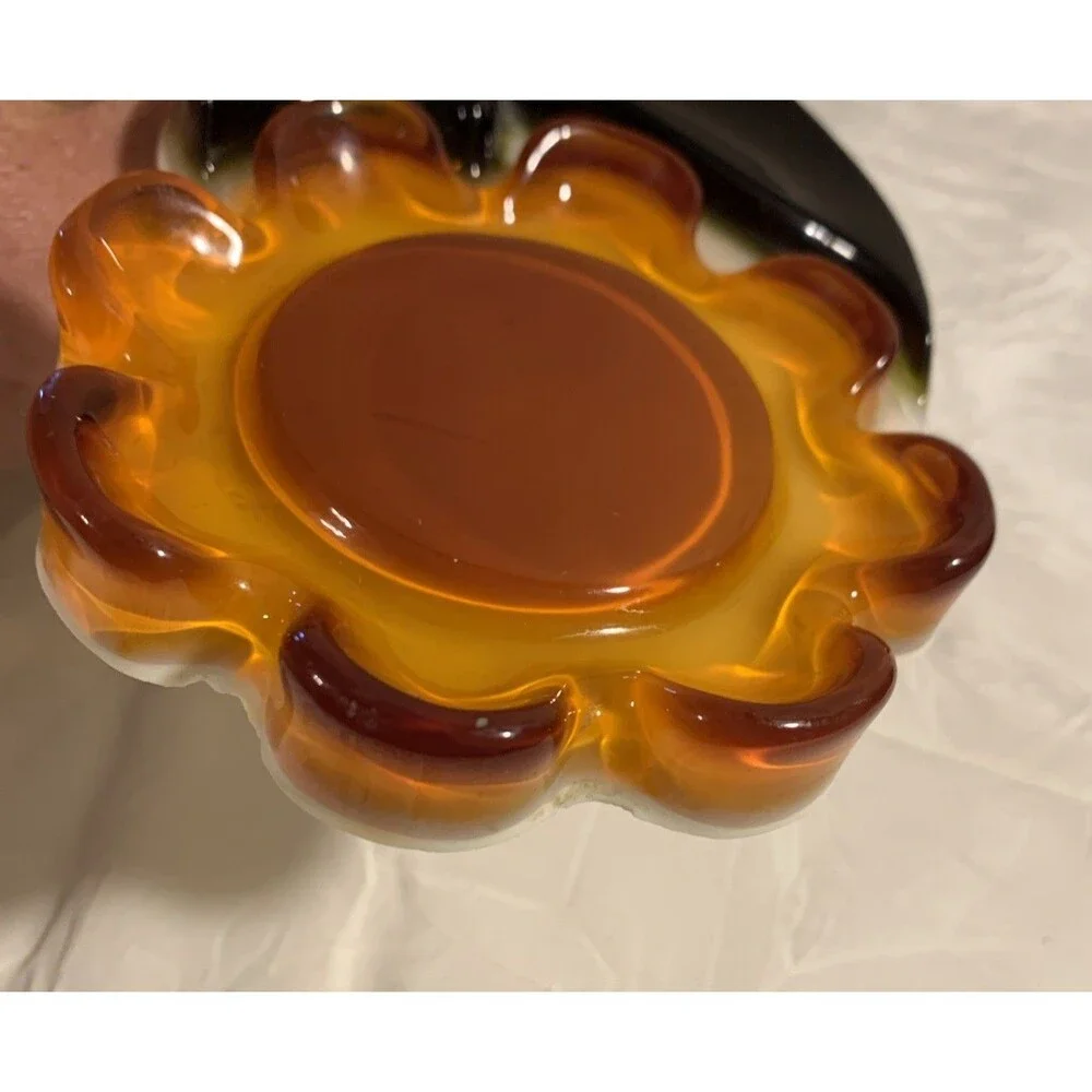 60s Lucite Acrylic Flower Orange Daisy Spoon Rest Holder Retro MCM